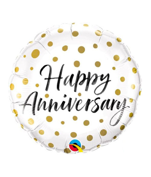 Happy Anniversary - Gold polka dots