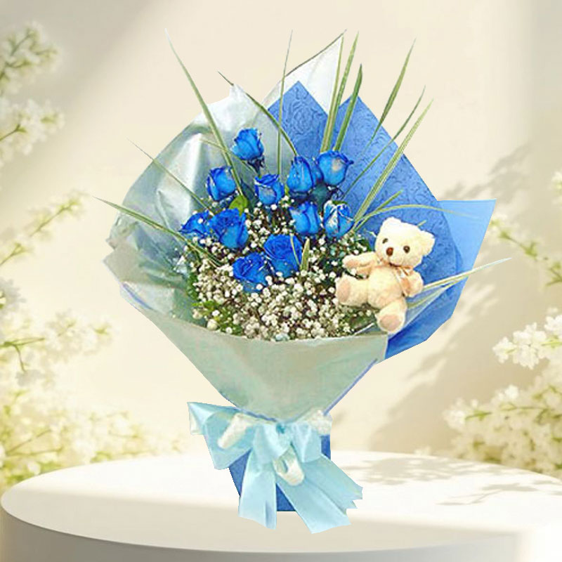 Flower Hand Bouquet: Blue Magic
