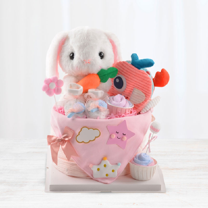 Diaper Cake - White Bunny