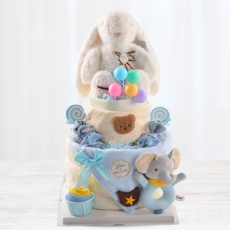 Diaper Cake - Long Ear Bunny (Beige)