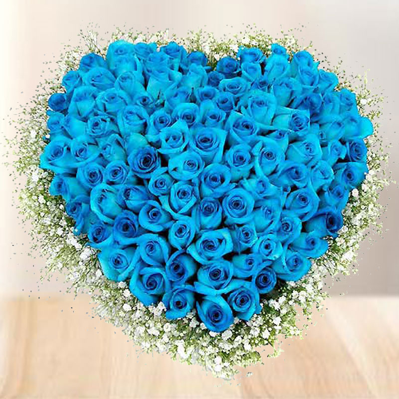 99 Roses Bouquet: Blue Margarita