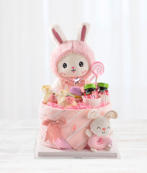 Diaper Cake - Rabbit Pink
